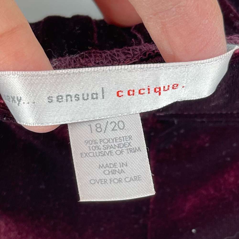 Cacique Velour Straight Leg Pull-On Pants in Wine, Elastic Waist, Women’s 18/20 - Picture 6 of 7